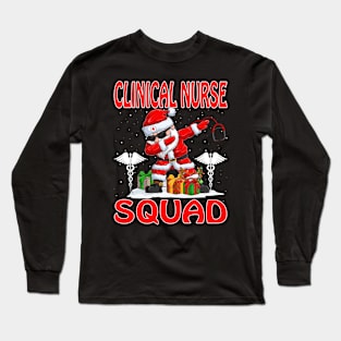 Christmas Clinical Nurse Squad Reindeer Pajama Dabing Santa Long Sleeve T-Shirt